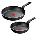 Set 2 Sartenes Tefal Dark Essential 24+28 cm — Antiadherente Negro para Todo Tipo de Cocina