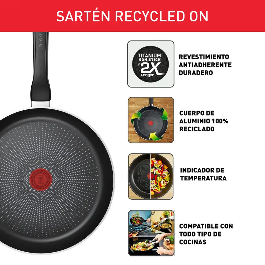 Set 2 Sartenes Tefal Dark Essential 24+28 cm — Antiadherente Negro para Todo Tipo de Cocina