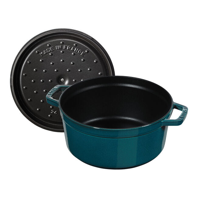 Cocotte Redonda de Hierro Fundido - Verde Azulado-Turquesa